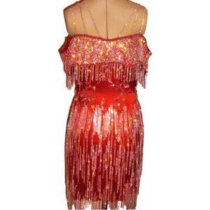 Couture Fully Beaded Swarovski Crystals Runway Fringes Cocktail Prom Party Dress